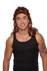 Buy Costume Accessories Brown Mullet Wig for Men sold at Party Expert