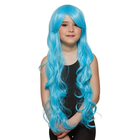 Buy Costume Accessories Raspberry blue Petite Diva wig for girls sold at Party Expert
