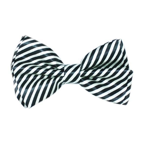 Buy Costume Accessories Black and white striped bow tie sold at Party Expert