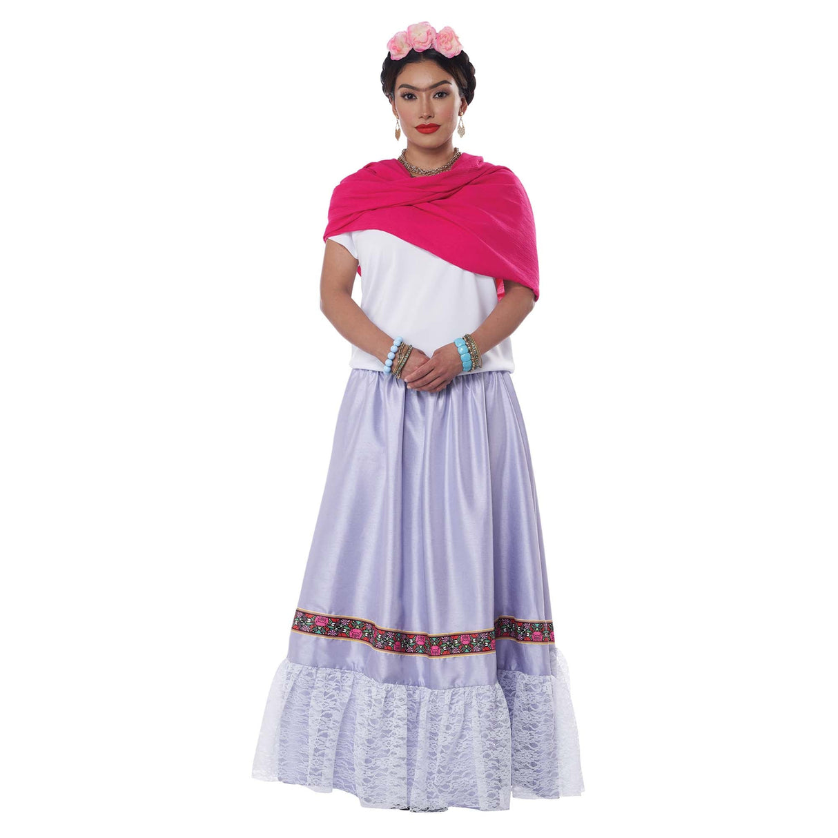 CALIFORNIA COSTUMES Costumes Mexican Folk Artist Costume for Adults, White Blouse and Purple Skirt