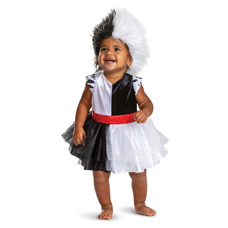 DISGUISE (TOY-SPORT) Costumes 101 Dalmatians Cruella Classic Costume for Babies & Toddlers, Disney, White, Black and Red Dress