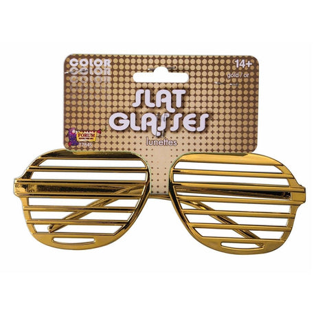 Buy Costume Accessories Gold slotted glasses sold at Party Expert
