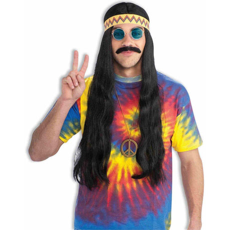Buy Costume Accessories Hippie dude wig with headband for men sold at Party Expert