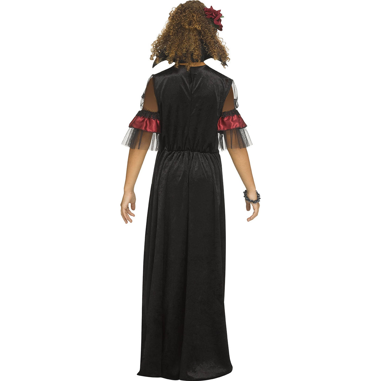 FUN WORLD Costumes Victorian Vampiress Costume for Kids, Black and Red Long Dress