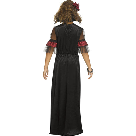 FUN WORLD Costumes Victorian Vampiress Costume for Kids, Black and Red Long Dress