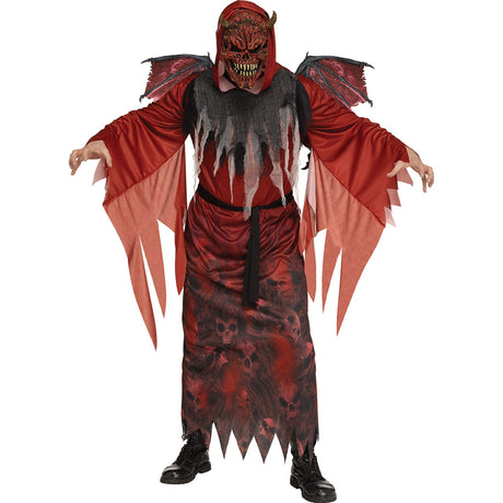 FUN WORLD Costumes Winged Demon Costume for Adults, Red Hooded Robe 071765135610