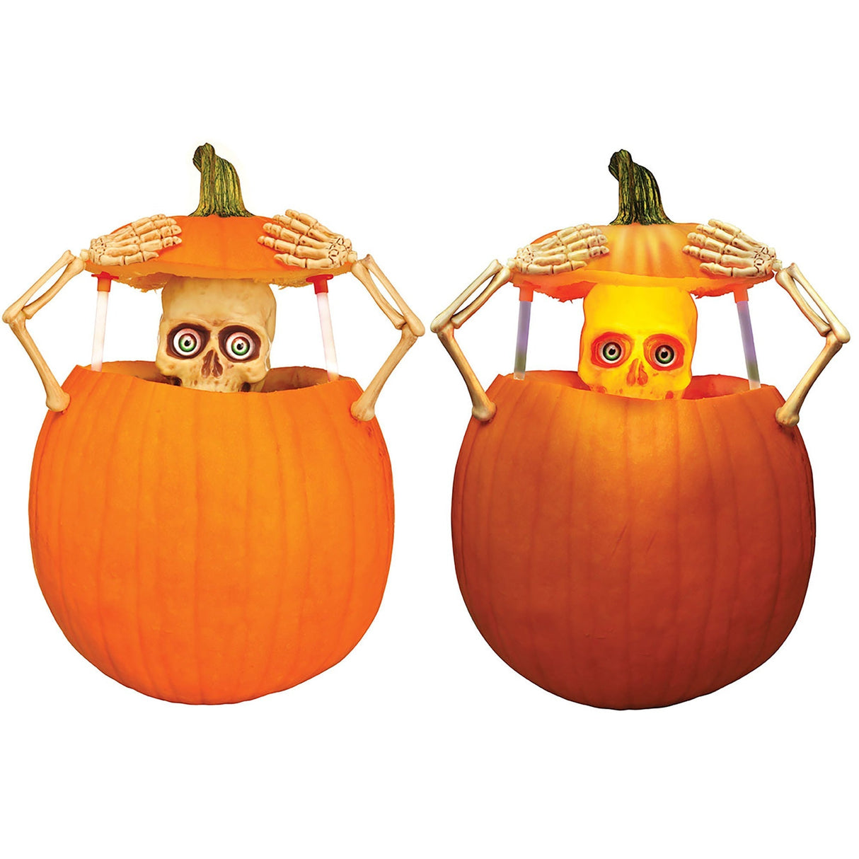 FUN WORLD Halloween Light Up Scary Skeleton Pumpkin Peeper Kit, 1 Count 071765136204