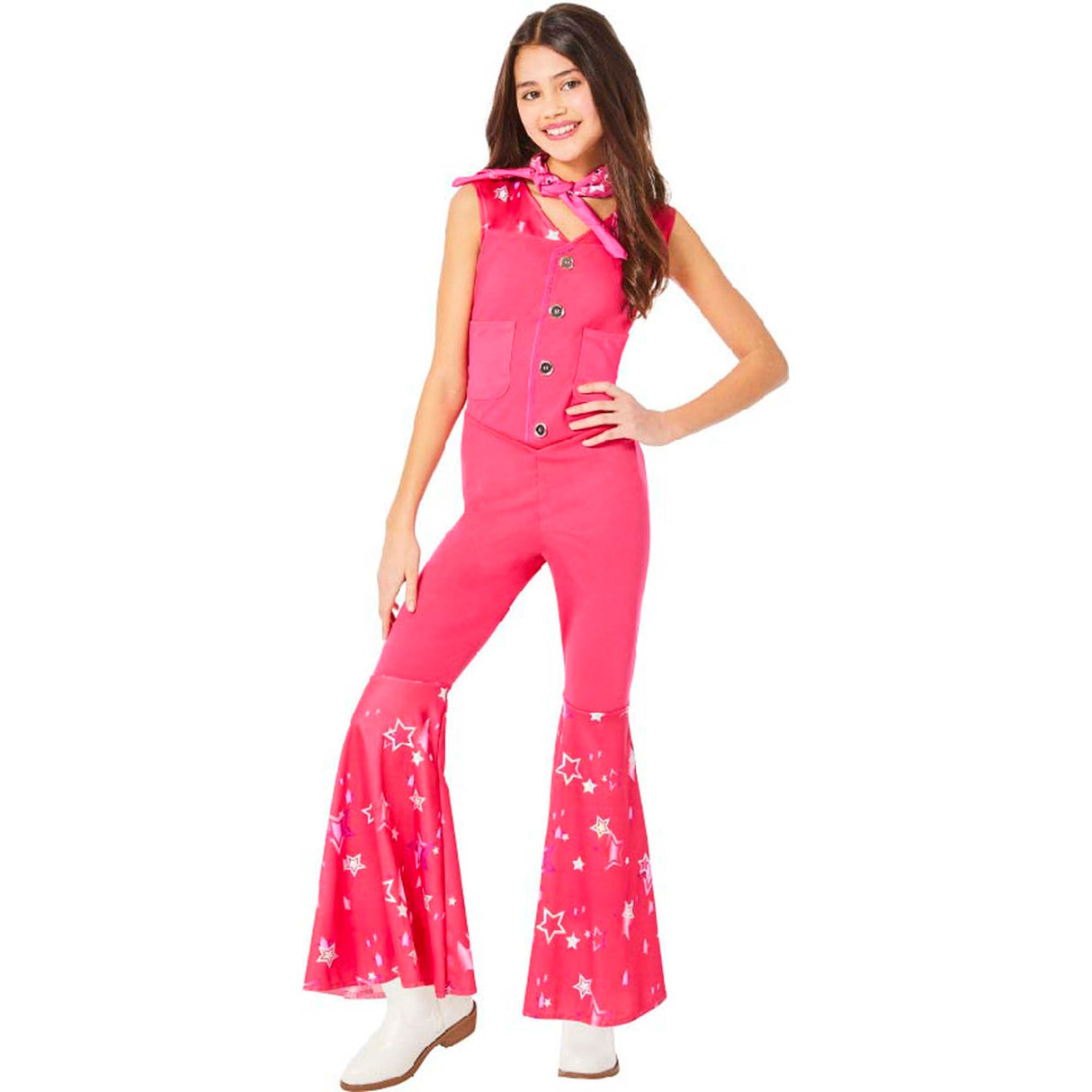 IN SPIRIT DESIGNS Costumes Barbie Cowgirl Costume for Kids, Pink Jumpsuit and Bandana