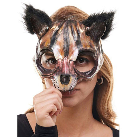 Buy Costume Accessories Black & Brown Cat Mask for Adults sold at Party Expert
