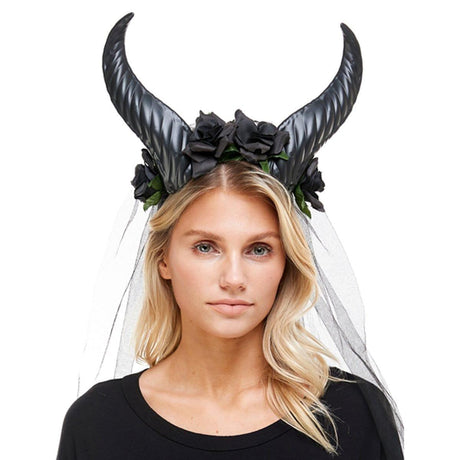Buy Costume Accessories Horn headband with veil for adults sold at Party Expert