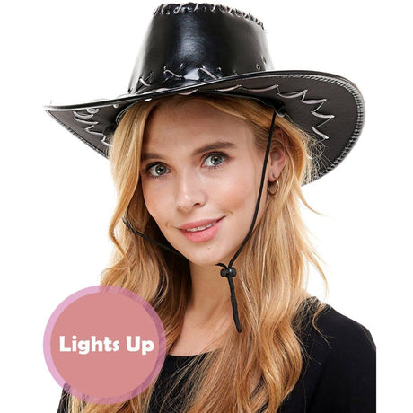 Buy Costume Accessories Light-Up black cowboy hat for Adults sold at Party Expert