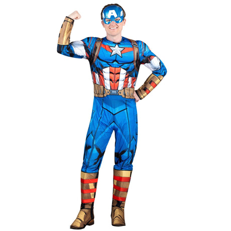 KROEGER Costumes Marvel Captain America Qualux Costume for Adults, Jumpsuit and Mask