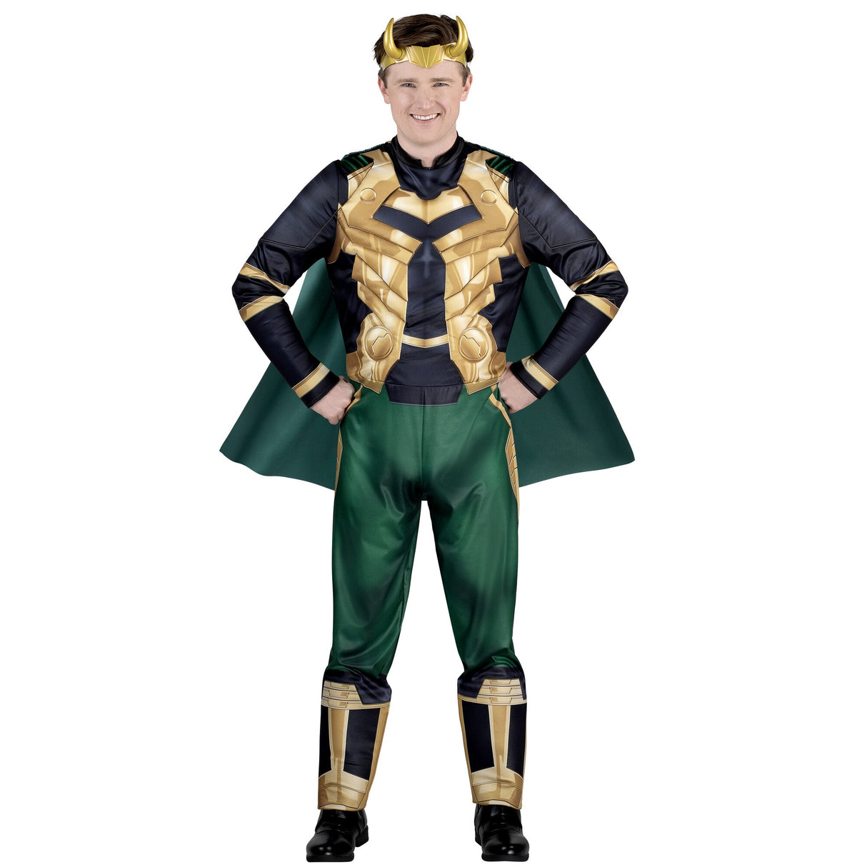 KROEGER Costumes Marvel Loki Qualux Costume for Adults, Black, Jumpsuit and Cape