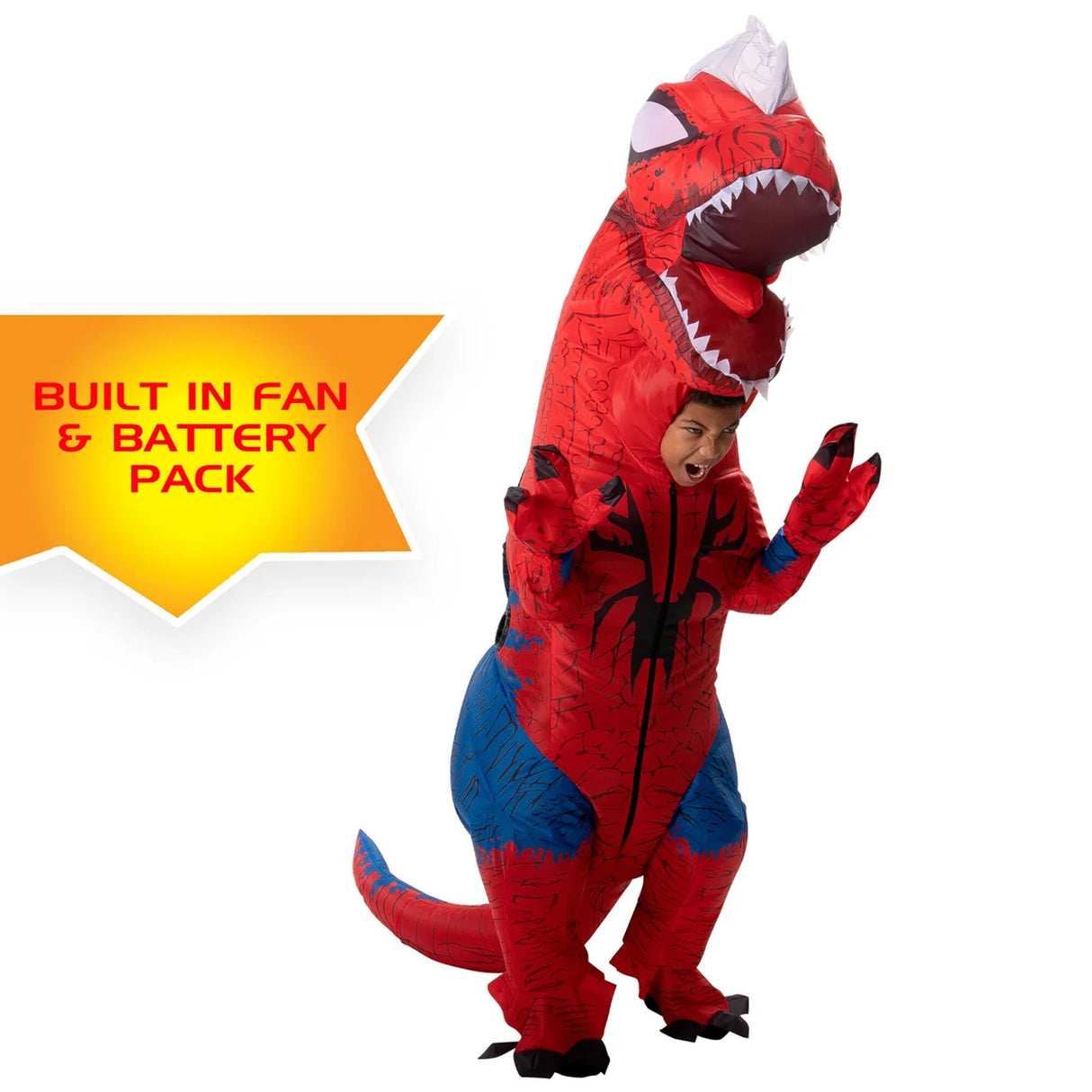 KROEGER Costumes Marvel Spider-man Spider-Rex Inflatable Costume for Kids, Blue and Red Jumpsuit 191726465799