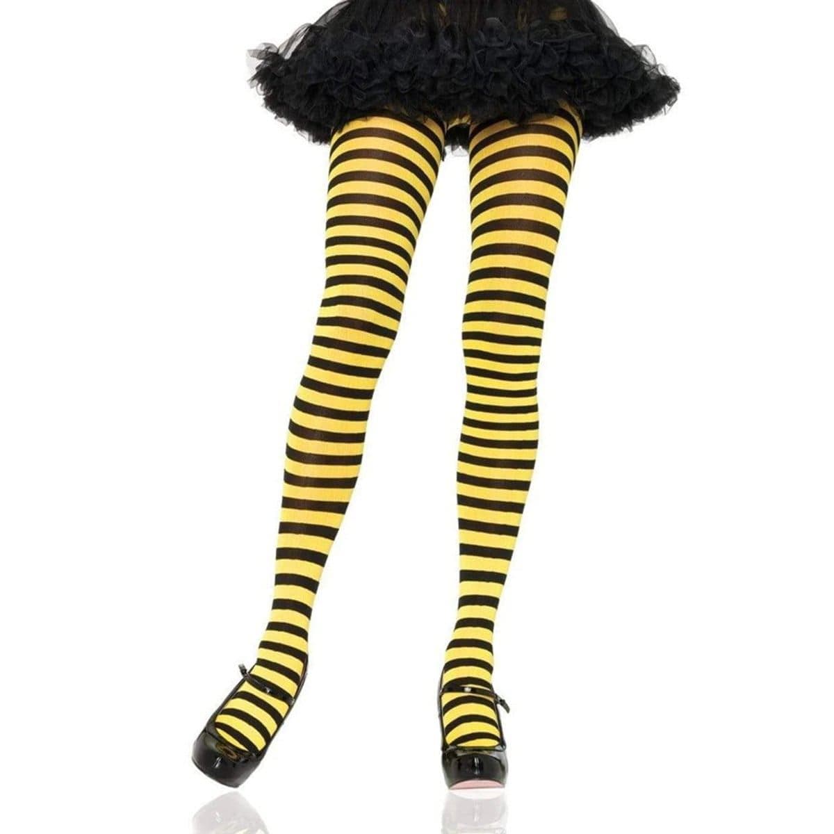 Buy Costume Accessories Black & yellow striped nylon tights for women sold at Party Expert