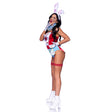 LEG AVENUE/SKU DISTRIBUTORS INC Costumes White Rabbit Sexy Costume for Adults, Blue and Red Bodysuit