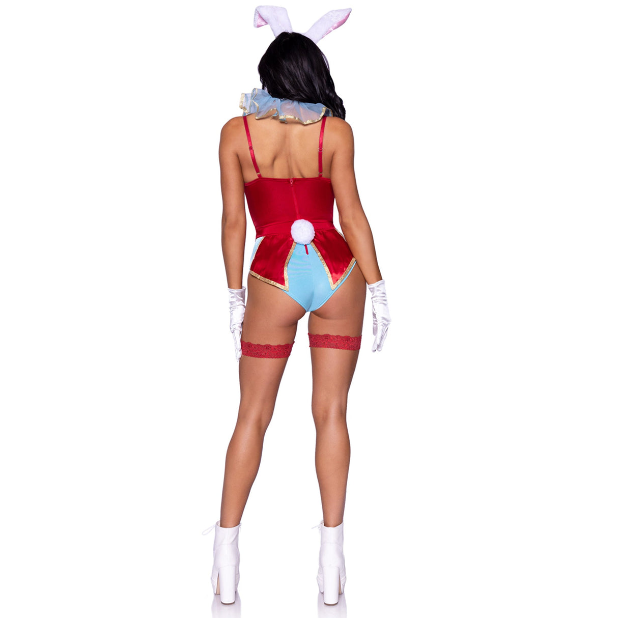 LEG AVENUE/SKU DISTRIBUTORS INC Costumes White Rabbit Sexy Costume for Adults, Blue and Red Bodysuit