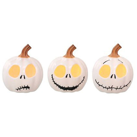 SEASONS HK USA INC Halloween Nightmare Before Christmas Jack Skellington Mini Pumpkins with Light, 3 Count 190842805908