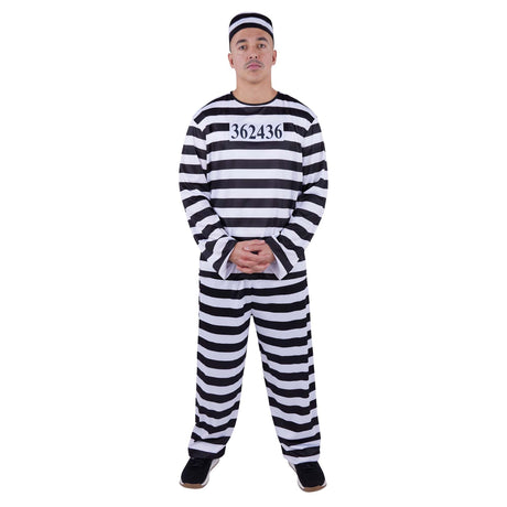 SHENZHEN PARTYGEARS DEVELOPMENT CO. LTD Costumes Jailbird Costume for Adults, Black and White Striped Pants and Top