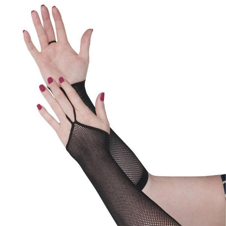 Buy Costume Accessories Black fishnet arm warmers for adults sold at Party Expert
