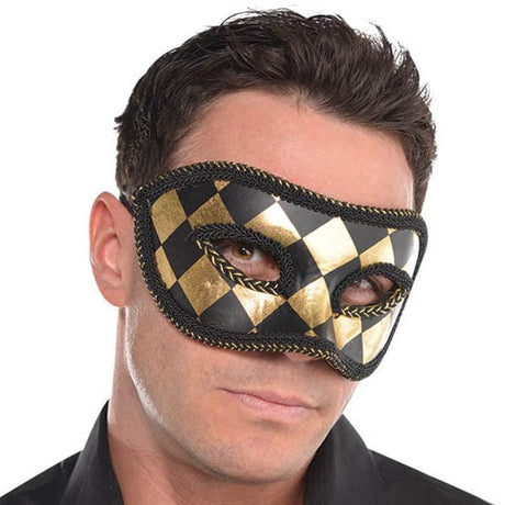 Buy Costume Accessories Black & gold harlequin mask sold at Party Expert