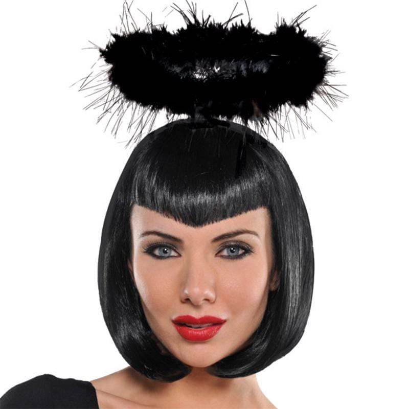 Buy Costume Accessories Black marabou halo for adults sold at Party Expert