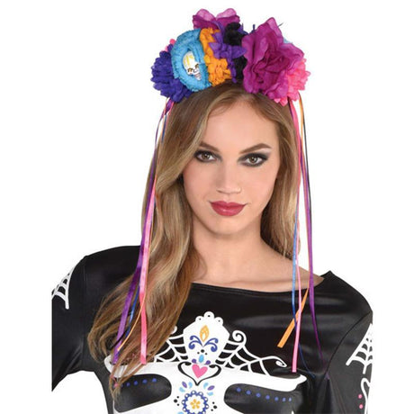 Buy Costume Accessories Day of the dead neon floral headpiece for adults sold at Party Expert