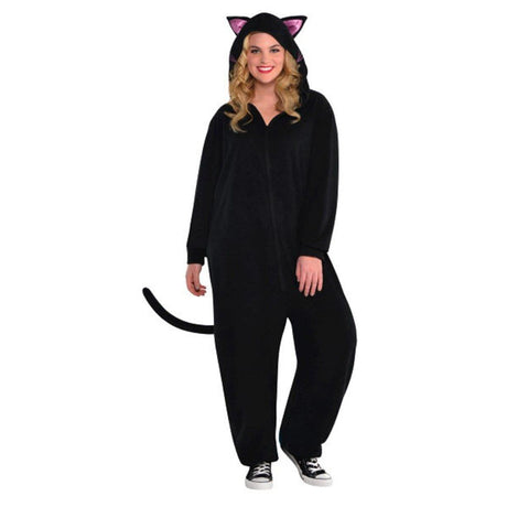 Buy Costumes Black Cat Zipster for Adults sold at Party Expert