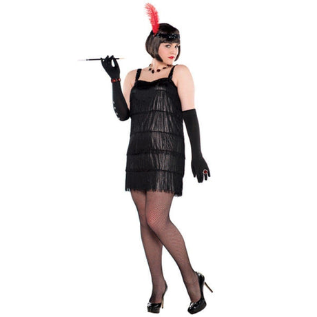 Buy Costumes Black Flashy Flapper Costume for Plus Size Adults sold at Party Expert