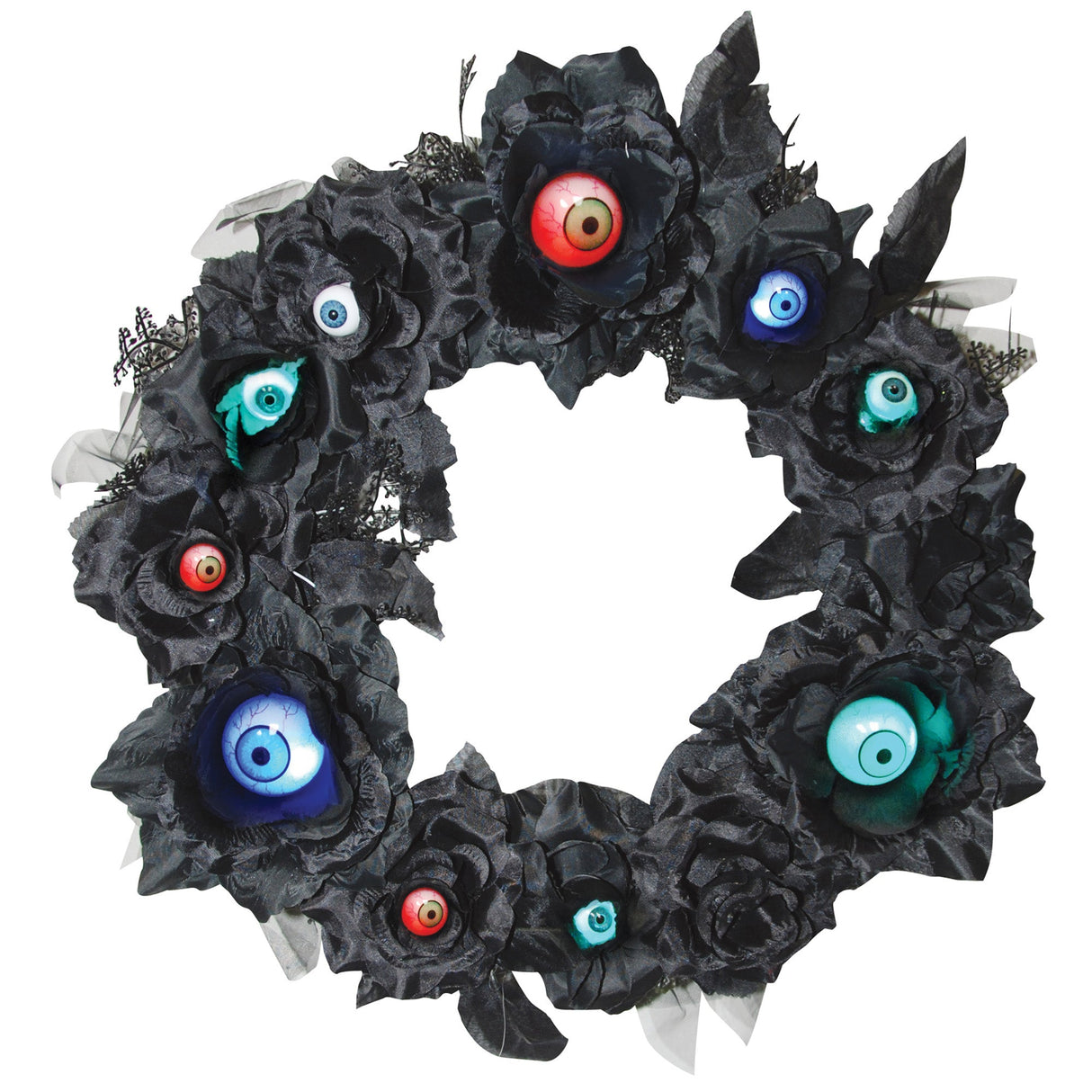 SUNSTAR INDUSTRIES Halloween Wreath with Luminous Eyeball, 18 Inches 762543752852