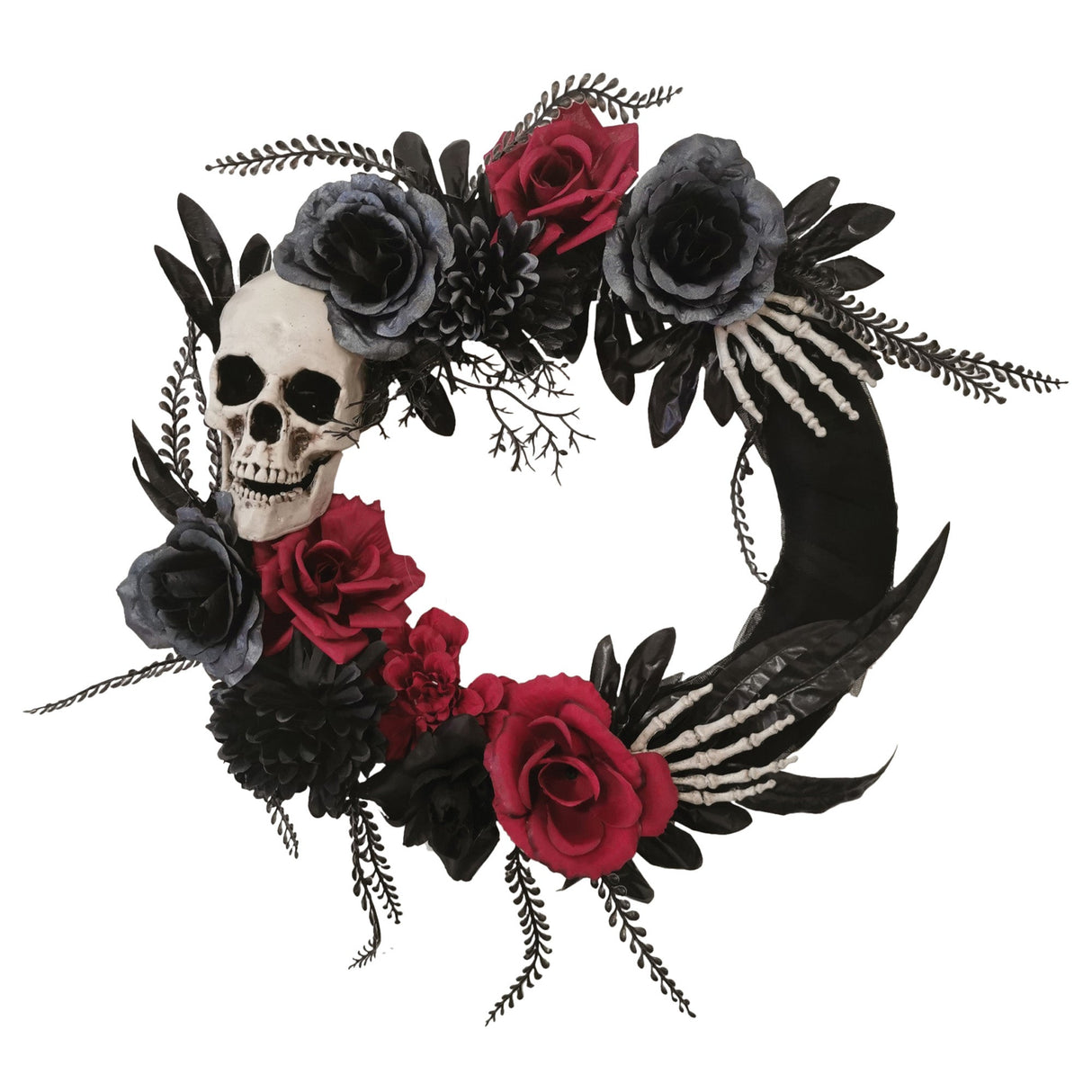 SUNSTAR INDUSTRIES Halloween Wreath with Skeleton and Roses, 18 Inches 762543630624