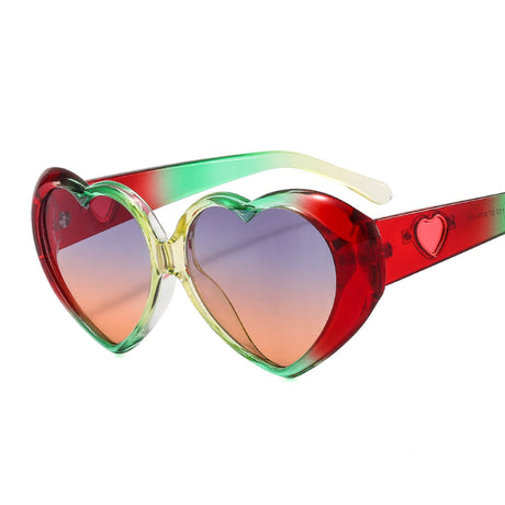 Taizhou Two Circles Trading Co. Ltd. Costume Accessories Red and Green Heart Shaped Sunglasses for Adults 810077657997