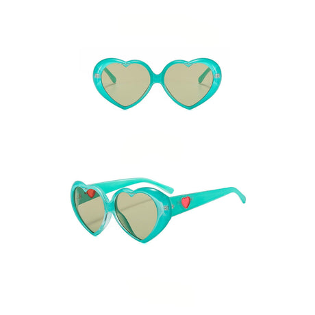 Taizhou Two Circles Trading Co. Ltd. Costume Accessories Turquoise Heart Shaped Sunglasses for Adults 810077658000