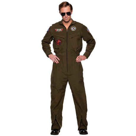 UNDERWRAPS Costumes Top Gun Maverick Costume for Adults, Khaki Jumpsuit